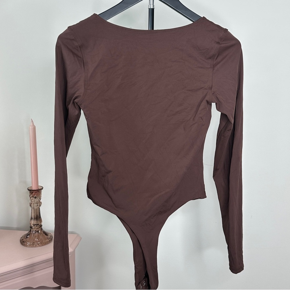 Deep Brown Long Sleeve Bodysuit - Picture 6 of 6